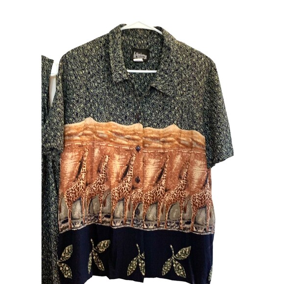 Whirlaway Frocks 2-PC Dress Womens 16 Giraffe Print Bohemian Side Slits VTG 80s - Picture 5 of 11